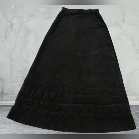 Vintage 70s Chessa Davis Velvet 100% Cotton Dark Brown A-Line Maxi Skirt Size 6 - Picture 10 of 10